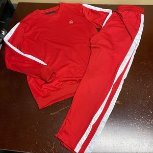 American Stitch Red Sweatsuit Crewneck Joggers Lrg